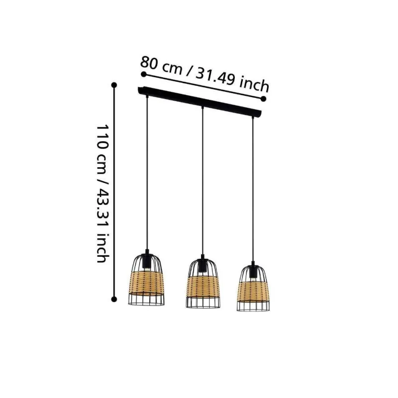 Lustra 43313 Lustră Anwick 3Xe27 Ip20 43313 Eglo, Scandinav, E27, Negru