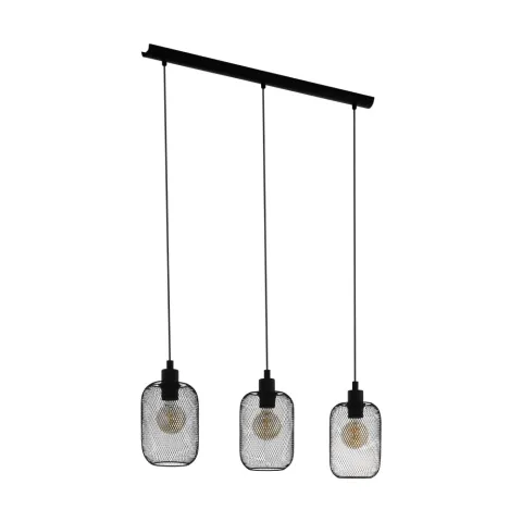 Suspensie Vintage Eglo Wrington 43333, E27 3X60W, Otel, Negru