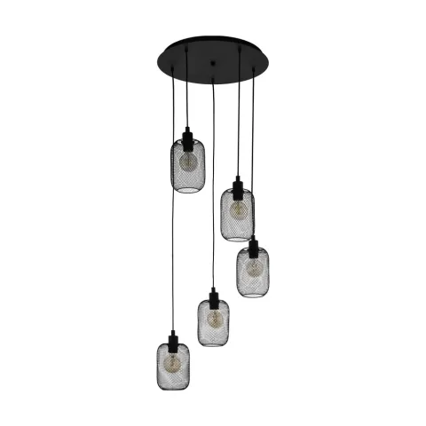 Suspensie Vintage Eglo Wrington 43334, E27 5X60W Ø540Mm, Otel, Negru