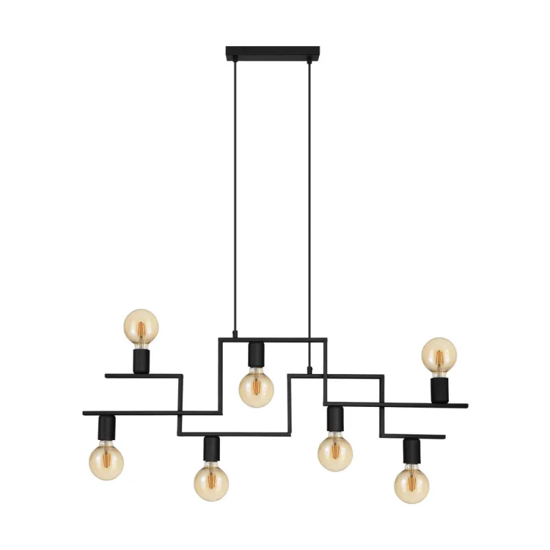 Suspensie Vintage Eglo Fembard 43365, E27 7X60W, Otel, Negru