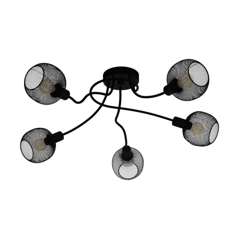 Plafoniera Vintage Eglo Wrington 1 43374, E14 5X40W Ø755Mm, Otel, Negru