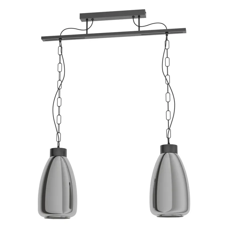 Suspensie Vintage Eglo Brickfield 43395, E27 2X40W, Sticla Aburita, Negru
