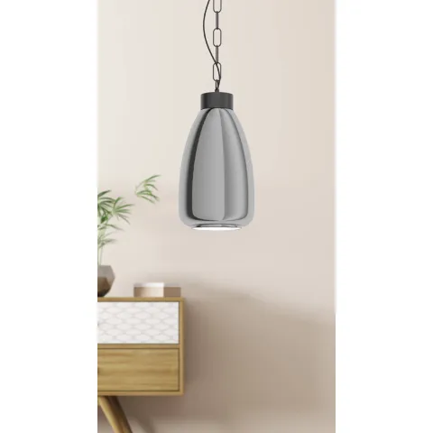 Suspensie Vintage Eglo Brickfield 43395, E27 2X40W, Sticla Aburita, Negru