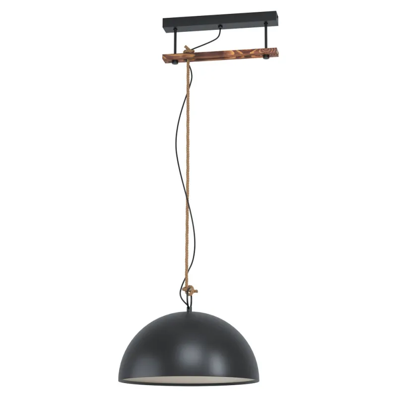 Pendul Vintage Eglo Hodsoll 43396, E27 1X40W, Negru, Crem