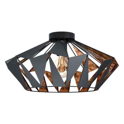 Plafoniera Vintage Eglo Carlton 6 43399, E27 1X60W Ø470Mm, Otel, Cupru, Negru