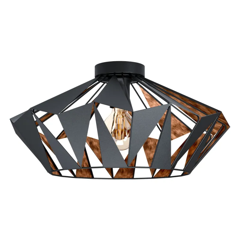 Plafoniera Vintage Eglo Carlton 6 43399, E27 1X60W Ø470Mm, Otel, Cupru, Negru