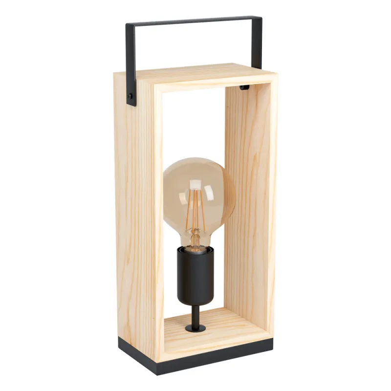 Veioza Vintage Eglo Famborough 43415, E27 1X40W, Lemn, Negru, Natur