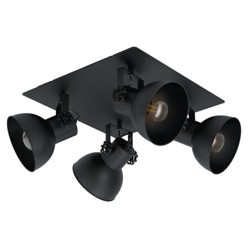Plafoniera Vintage Eglo Barnstaple 2 43434, E27 4X40W, Lemn, Negru