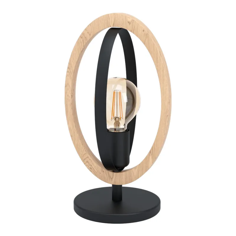Veioza Vintage Eglo Basildon 43464, E27 1X40W, Lemn, Negru, Maro