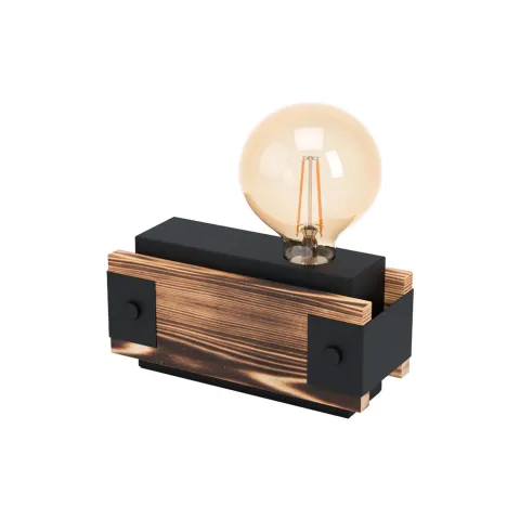 Veioza Vintage Eglo Layham 43469, E27 1X16W, Lemn, Maro, Negru