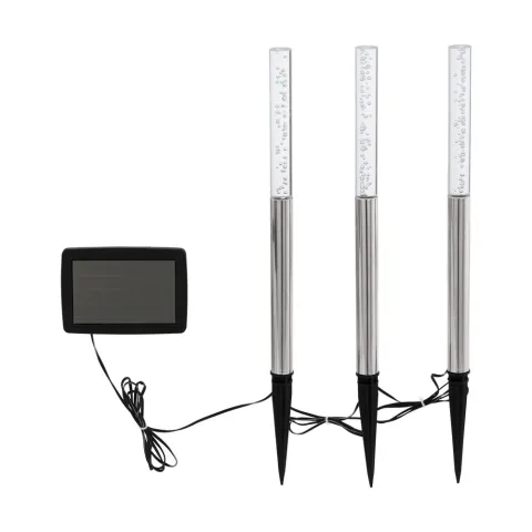 Set 3 Lampi Solare Led Eglo 48666 Rgb 3X0.06W Ø18Mm, Argintiu