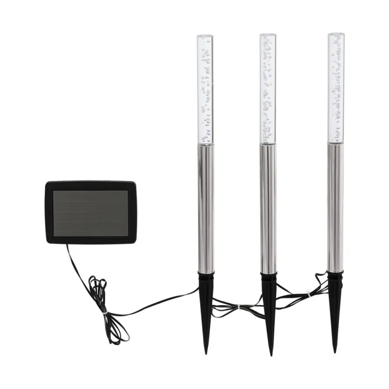 Set 3 Lampi Solare Led Eglo 48666 Rgb 3X0.06W Ø18Mm, Argintiu