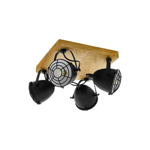 Plafoniera Vintage Eglo Gatebeck 49079, E14 4X40W, Lemn, Negru