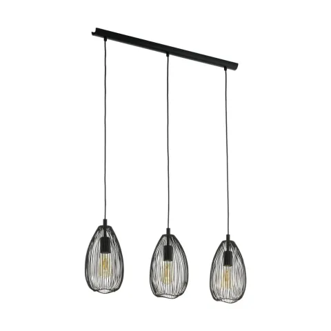 Suspensie Vintage Eglo Clevedon 49142, E27 3X60W, Otel, Negru