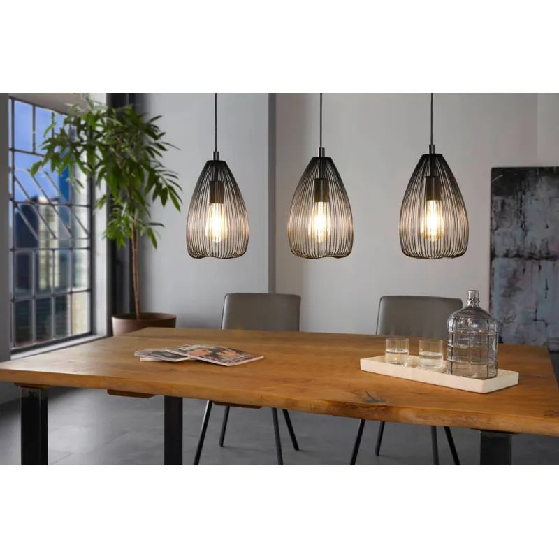 Suspensie Vintage Eglo Clevedon 49142, E27 3X60W, Otel, Negru