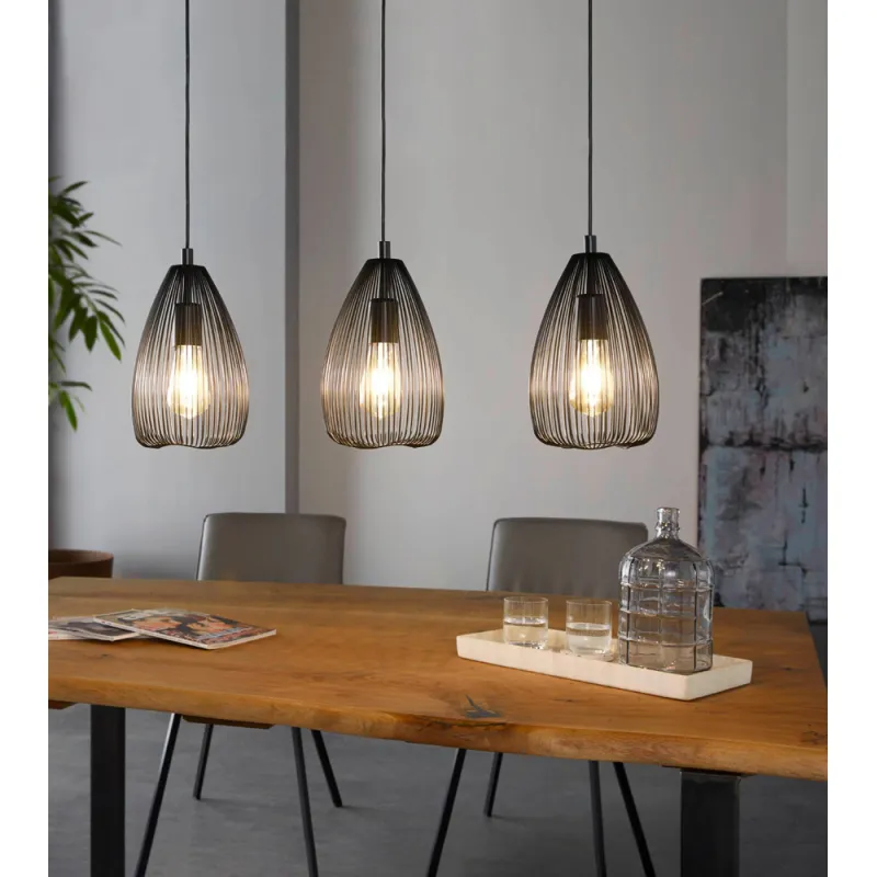 Suspensie Vintage Eglo Clevedon 49142, E27 3X60W, Otel, Negru