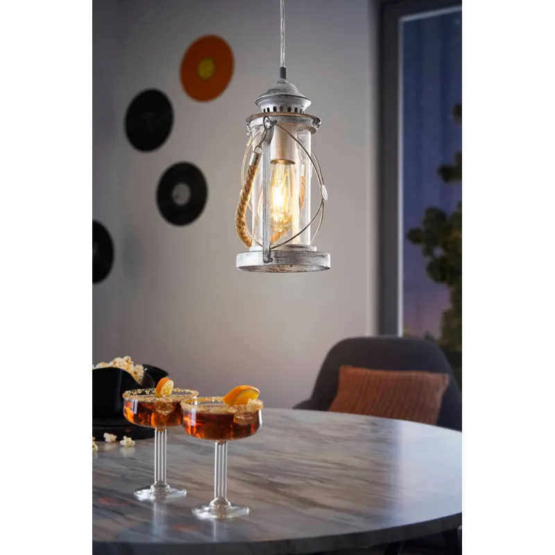Pendul Vintage Eglo Bradford 49214, E27 1X60W Ø140Mm, Transparent
