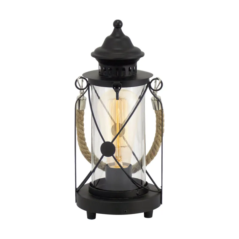 Veioza Vintage Eglo Bradford 49283, E27 1X60W Ø140Mm, Sticla, Negru