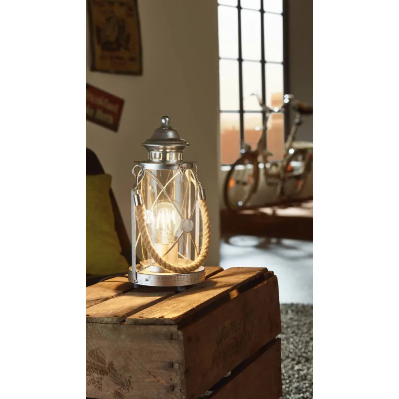 Veioza Vintage Eglo Bradford 49284, E27 1X60W Ø140Mm, Sticla, Argintiu Antichizat