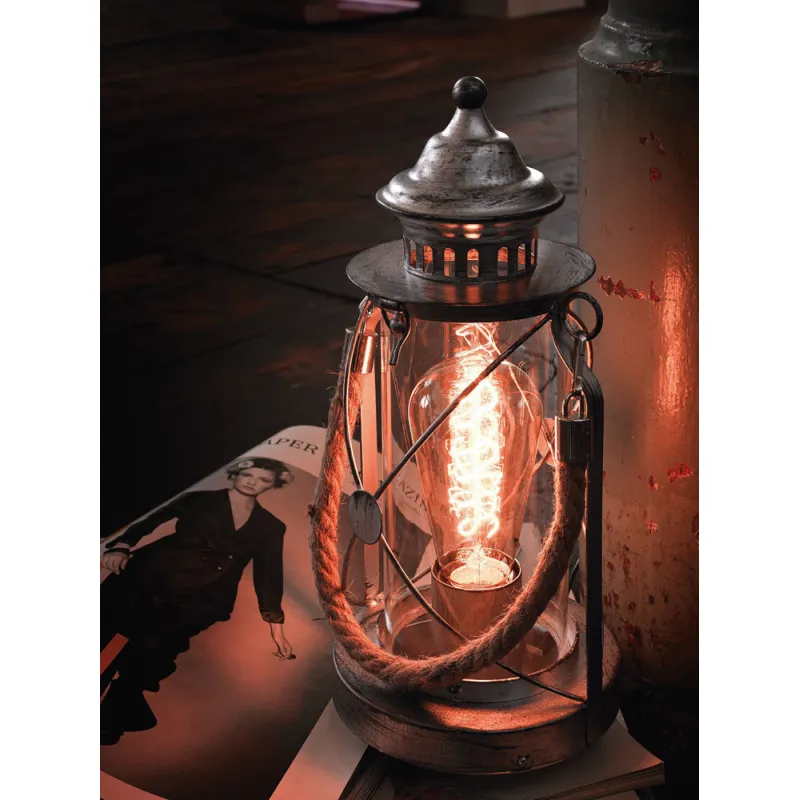 Veioza Vintage Eglo Bradford 49284, E27 1X60W Ø140Mm, Sticla, Argintiu Antichizat