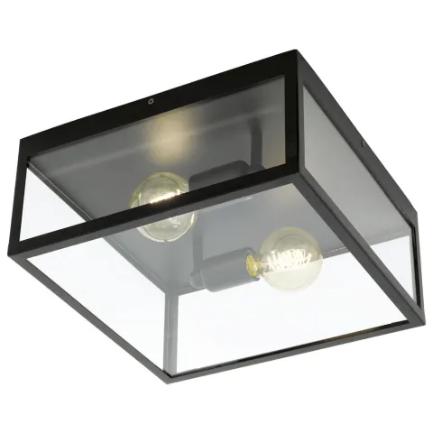 Plafoniera Vintage Eglo Charterhouse 49392, E27 2X60W, Sticla, Negru
