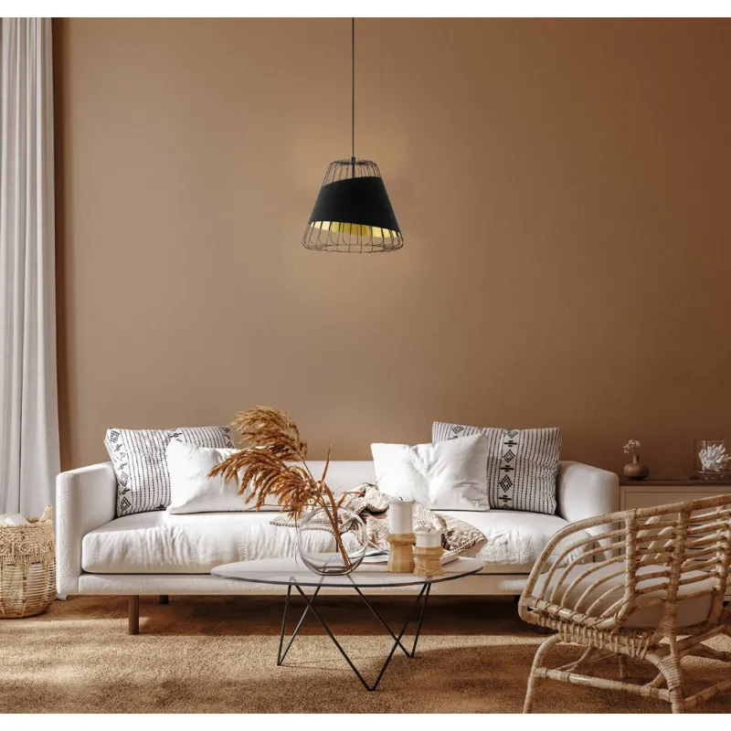 Pendul Vintage Eglo Austell 49446, E27 1X60W Ø360Mm, Auriu, Negru