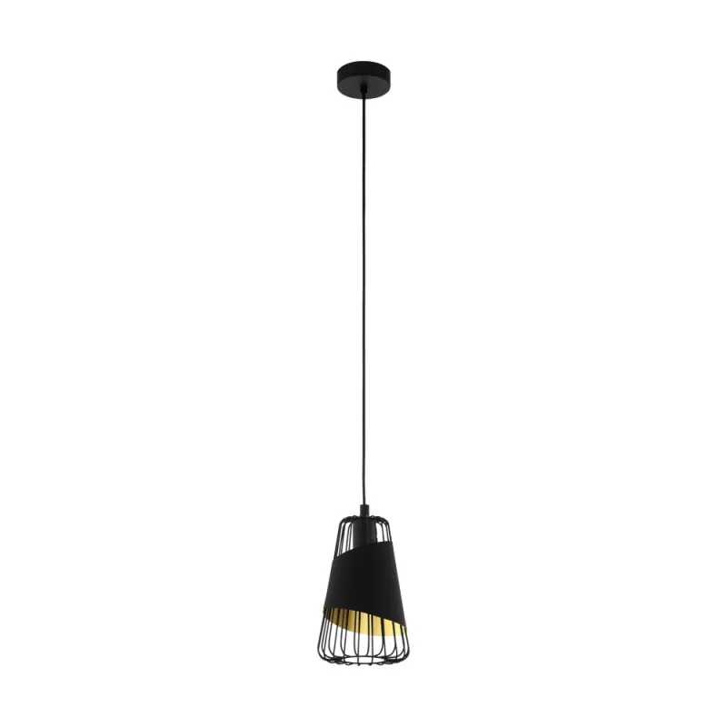 Pendul Vintage Eglo Austell 49447, E27 1X60W Ø165Mm, Auriu, Negru