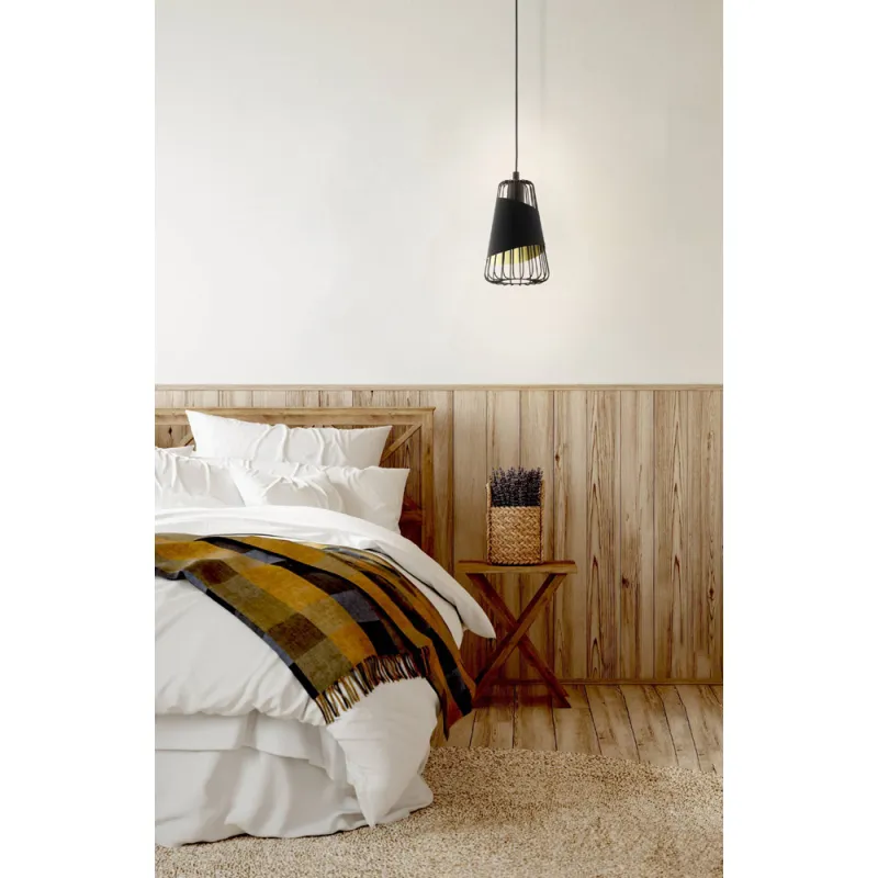 Pendul Vintage Eglo Austell 49447, E27 1X60W Ø165Mm, Auriu, Negru