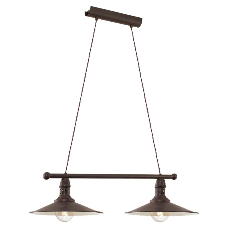Suspensie Vintage Eglo Stockbury 49457, E27 2X60W, Otel, Bej, Maro Antichizat