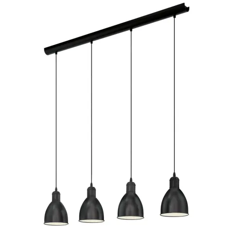 Suspensie Vintage Eglo Priddy 49466, E27 4X40W, Otel, Negru, Alb