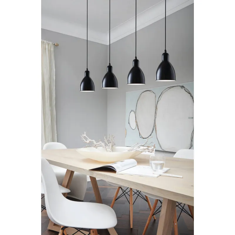 Suspensie Vintage Eglo Priddy 49466, E27 4X40W, Otel, Negru, Alb