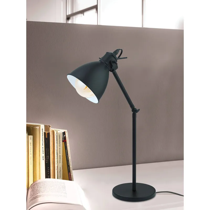 Veioza Vintage Eglo Priddy 49469, E27 1X40W, Otel, Alb, Negru