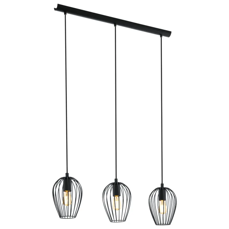 Suspensie Vintage Eglo Newtown 49478, E27 3X60W, Otel, Negru