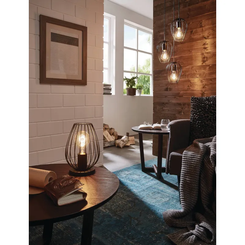 Suspensie Vintage Eglo Newtown 49479, E27 3X60W Ø380Mm, Otel, Negru