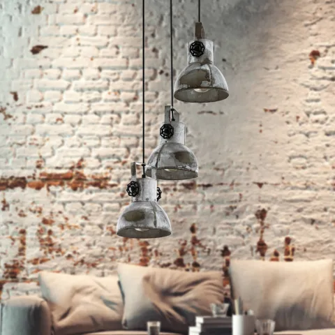 Suspensie Vintage Eglo Barnstaple 49647, E27 3X40W Ø270Mm, Lemn, Zinc Antichizat