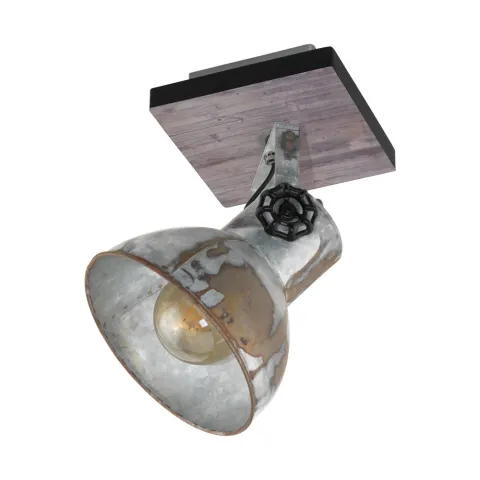 Aplica Vintage Eglo Barnstaple 49648, E27 1X40W, Lemn, Zinc Antichizat