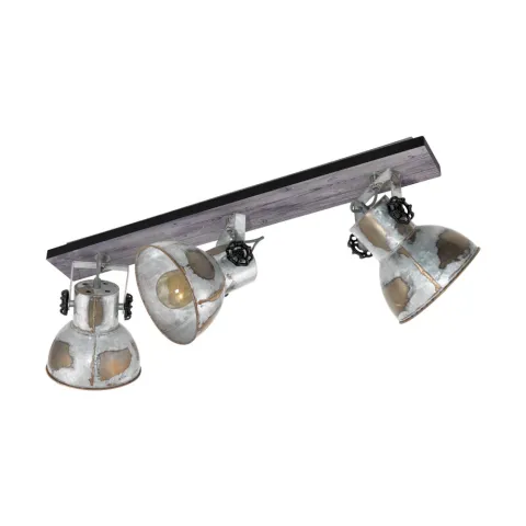 Plafoniera Vintage Eglo Barnstaple 49652, E27 3X40W, Lemn, Zinc Antichizat