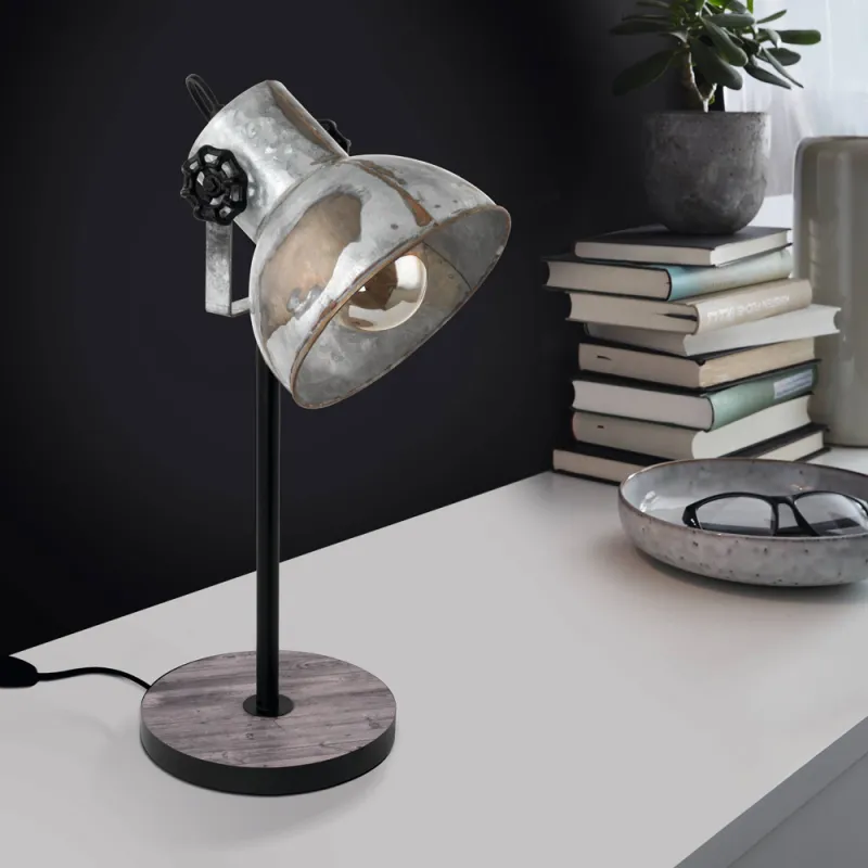 Veioza Vintage Eglo Barnstaple 49718, E27 1X40W, Lemn, Zinc Antichizat