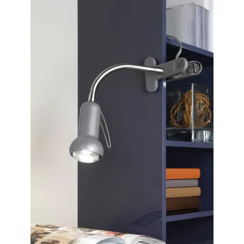 Veioza Eglo Fabio 81265, E14 1X40W, Plastic, Otel, Argintiu