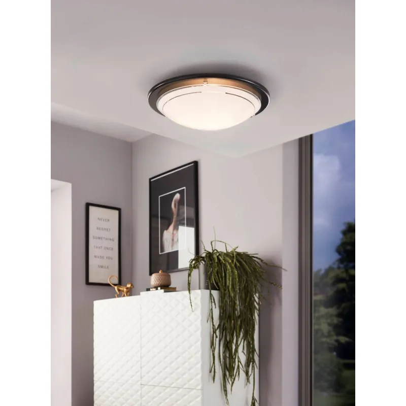 Plafoniera Eglo Planet 1 83159, E27 1X60W Ø290Mm, Sticla Lacuita, Negru