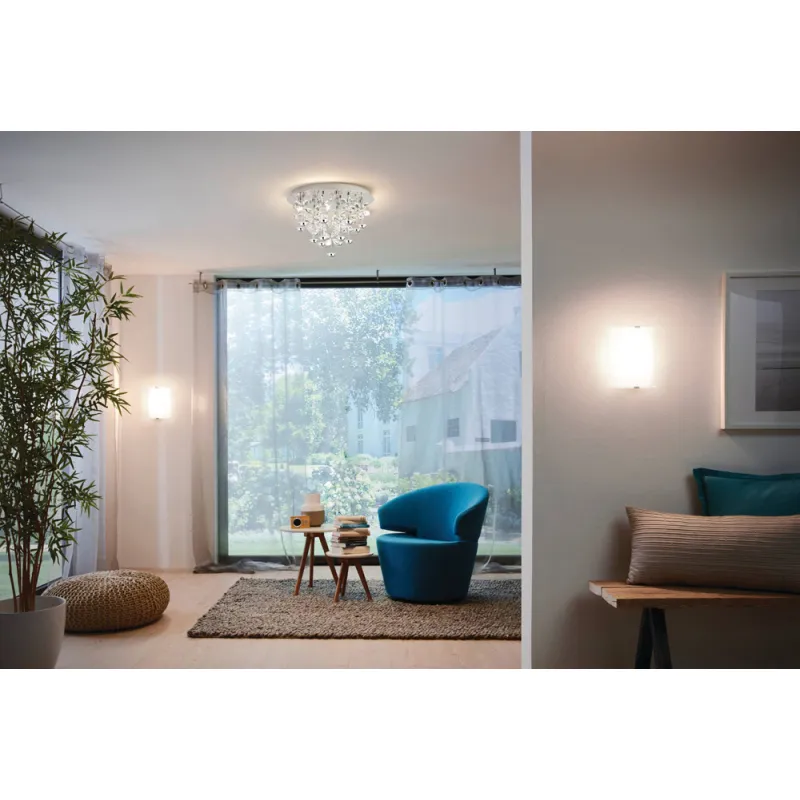 Aplica Eglo Grafik 84028, E27 1X60W, Sticla Satinata, Argintiu