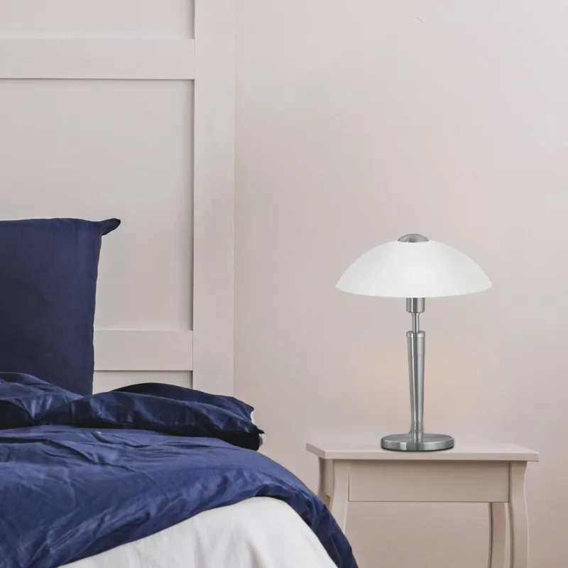 Veioza Eglo Solo 1 85104, E14 1X40W Ø260Mm, Sticla Satinata, Nichel Mat