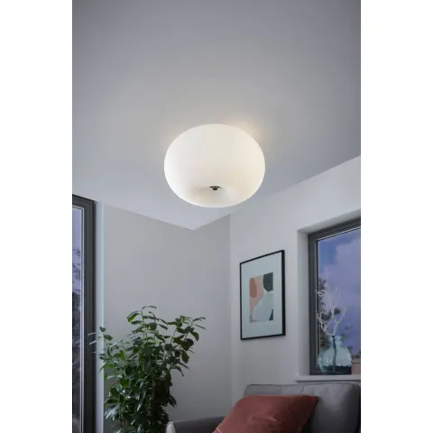 Plafoniera Eglo Optica 86811, E27 2X60W Ø280Mm, Sticla Opal Mat, Nichel Mat