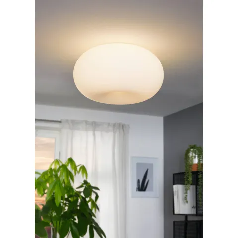Plafoniera Eglo Optica 86812, E27 2X60W Ø350Mm, Sticla Opal Mat, Nichel Mat