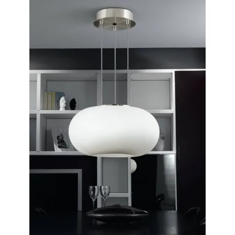 Suspensie Eglo Optica 86813, E27 2X60W Ø280Mm, Sticla Opal Mat, Nichel Mat