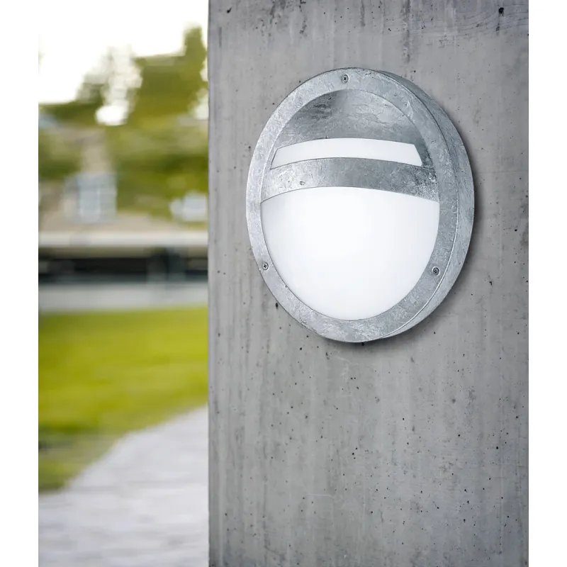 Aplica Exterior Eglo Sevilla 88119, E27 1X40W Ip44 Ø285Mm, Sticla Satinata, Zinc