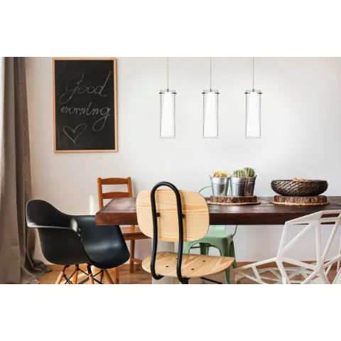 Suspensie Eglo Pinto 89833, E27 3X40W, Sticla, Sticla Opal Mat, Crom