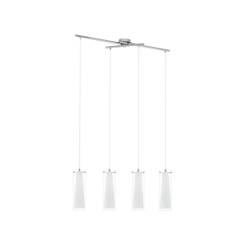 Suspensie Eglo Pinto 89834, E27 4X40W, Sticla, Sticla Opal Mat, Crom