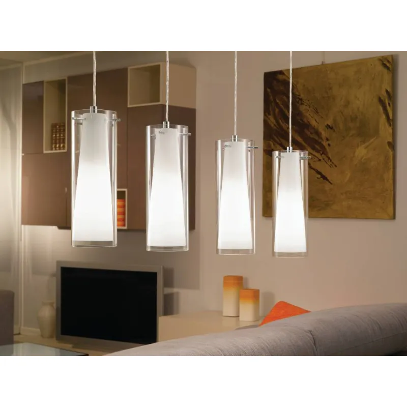 Suspensie Eglo Pinto 89834, E27 4X40W, Sticla, Sticla Opal Mat, Crom