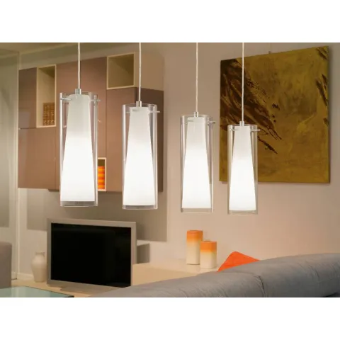 Suspensie Eglo Pinto 89834, E27 4X40W, Sticla, Sticla Opal Mat, Crom